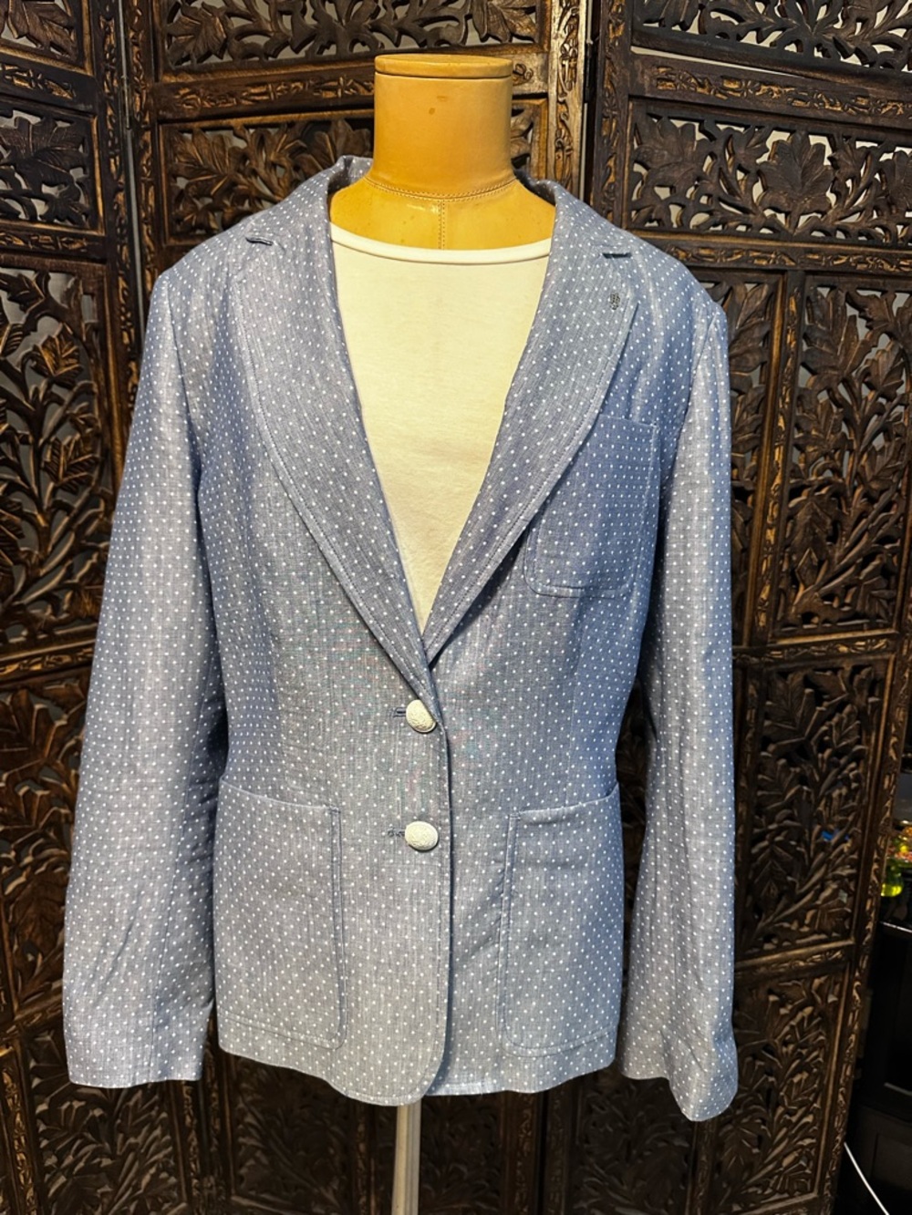 Tommy Hilfiger Light Blue Polka Dot Blazer Jacket